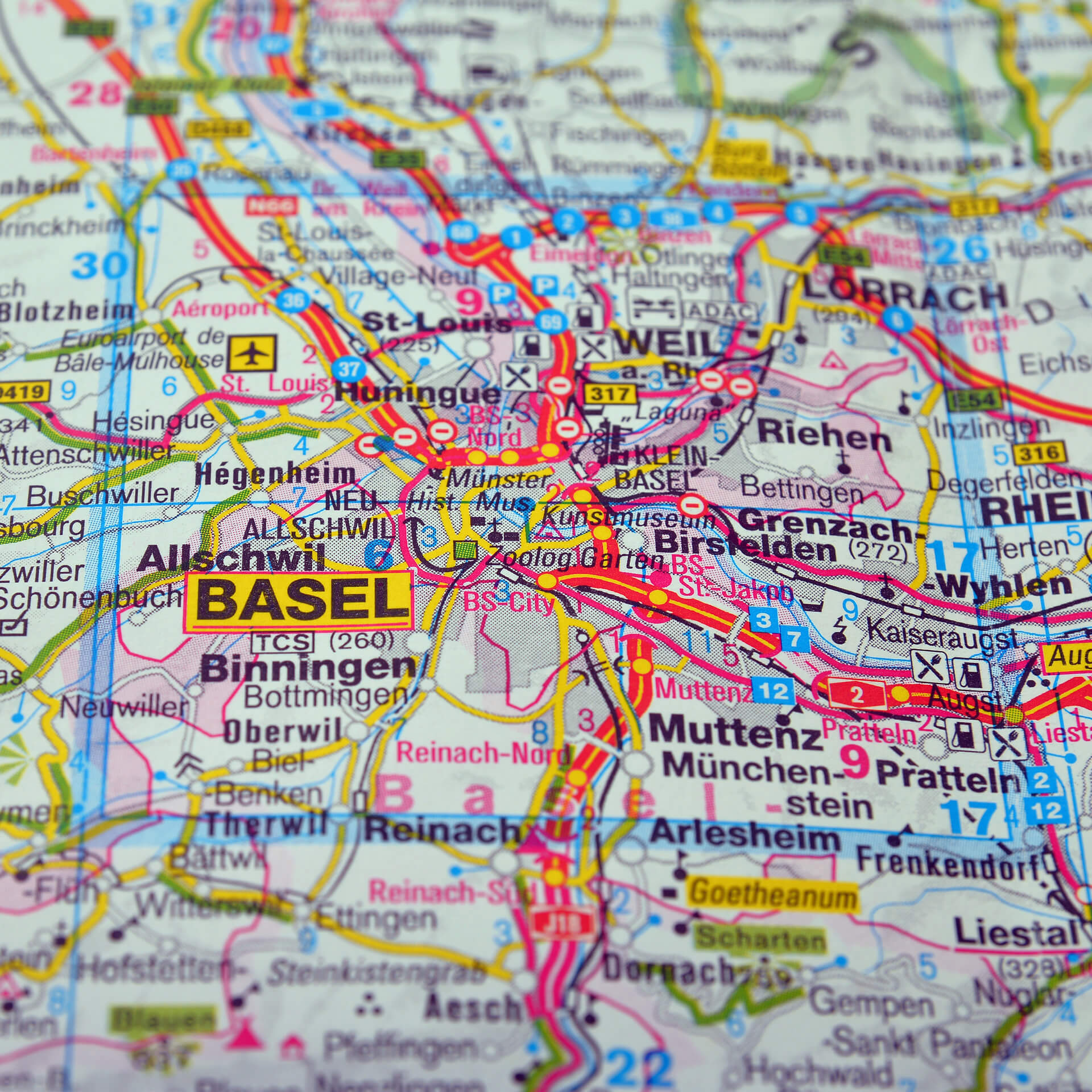 Karte von Basel Schweiz